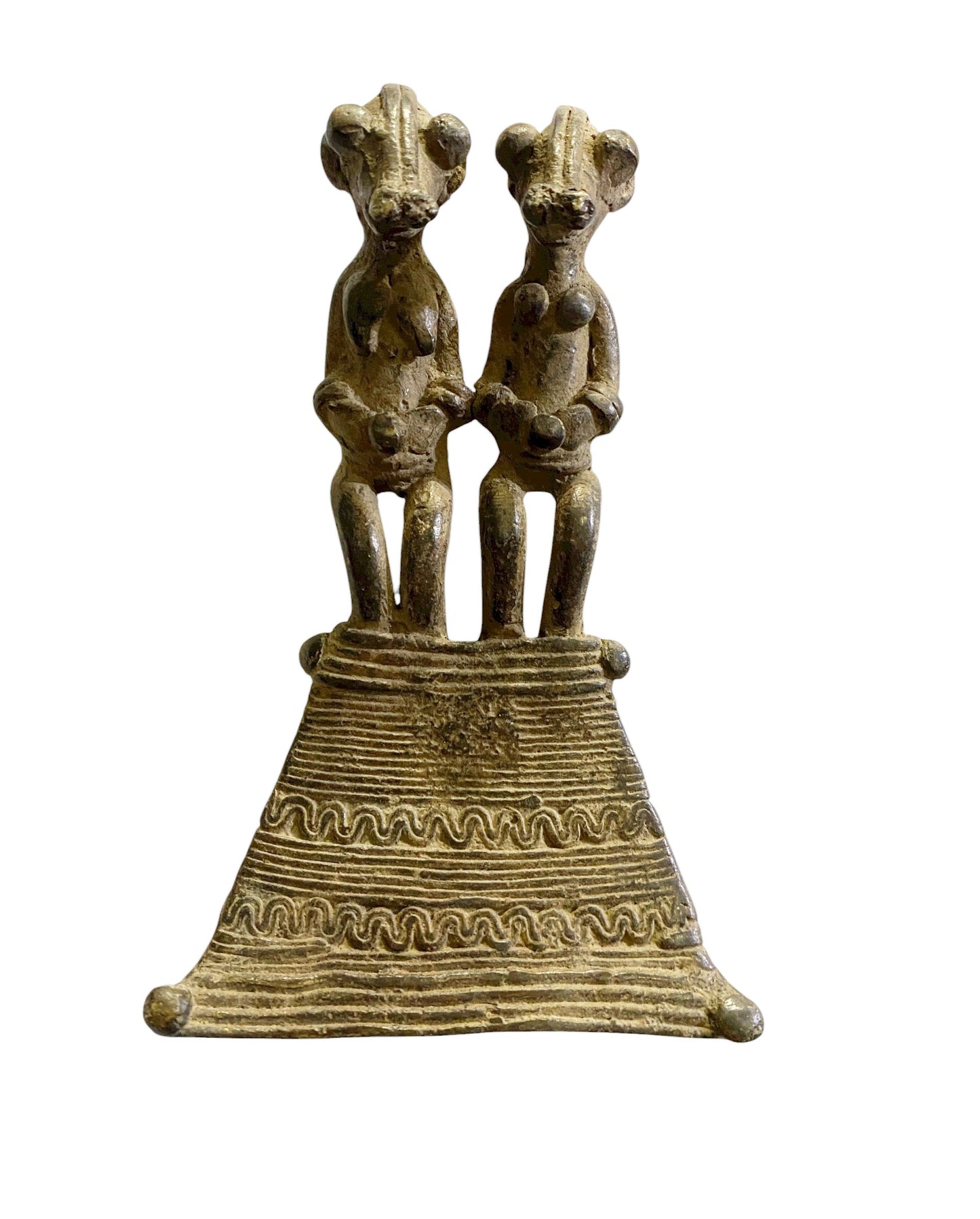 #1149 Lobi Bronze Amulet /Gold Weight Couple Pendant 5" H