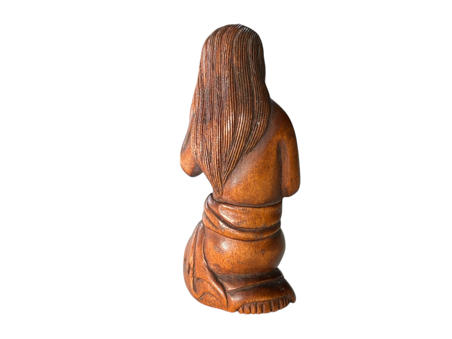 #1531 Old Japanese Quality Signed Netsuke Carving of a Young Female