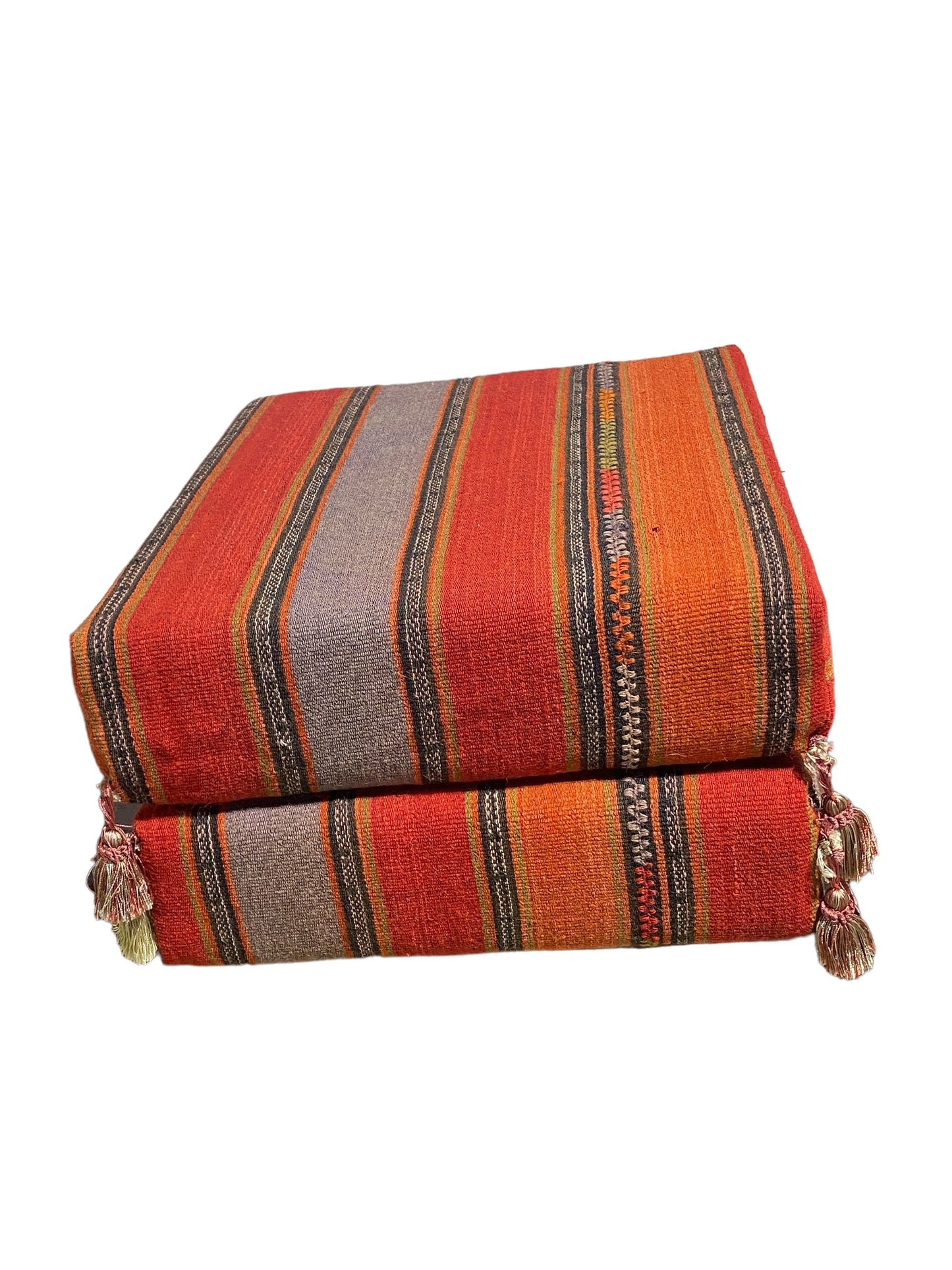 #6083 Vintage Tribal Moroccan Kilim  Square Floor Cushions  Set Of Two.