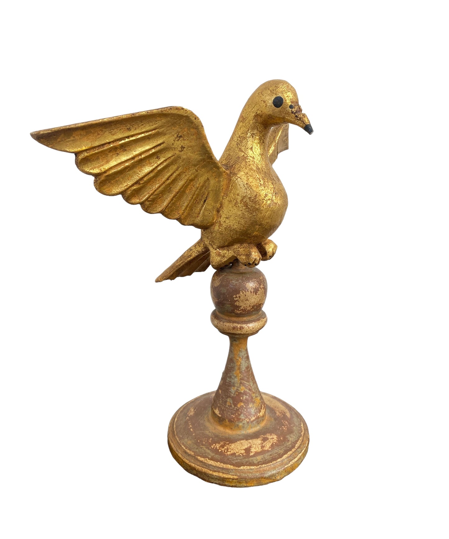 #3006 Carved Wood Dove the Holy Spirit Sculpture on Finial 10" H