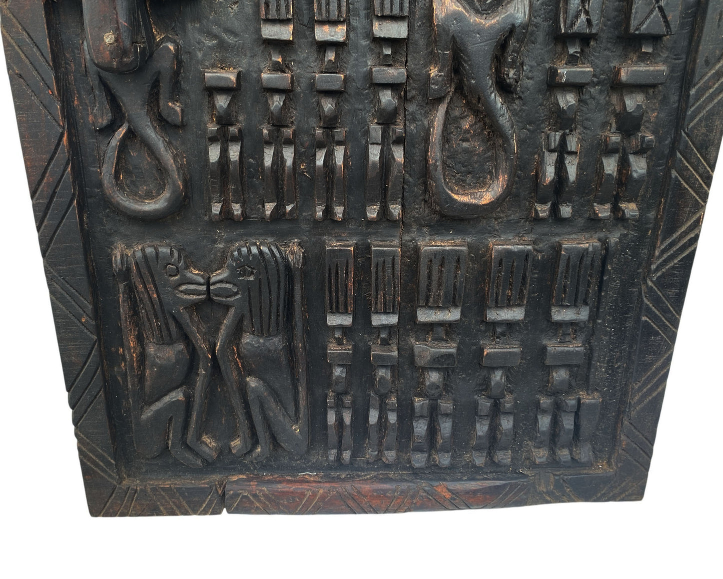 #6829 Vintage Granary Dogon Door w/Nomoo Ancestors /crocodiles/ Mali African 36" H