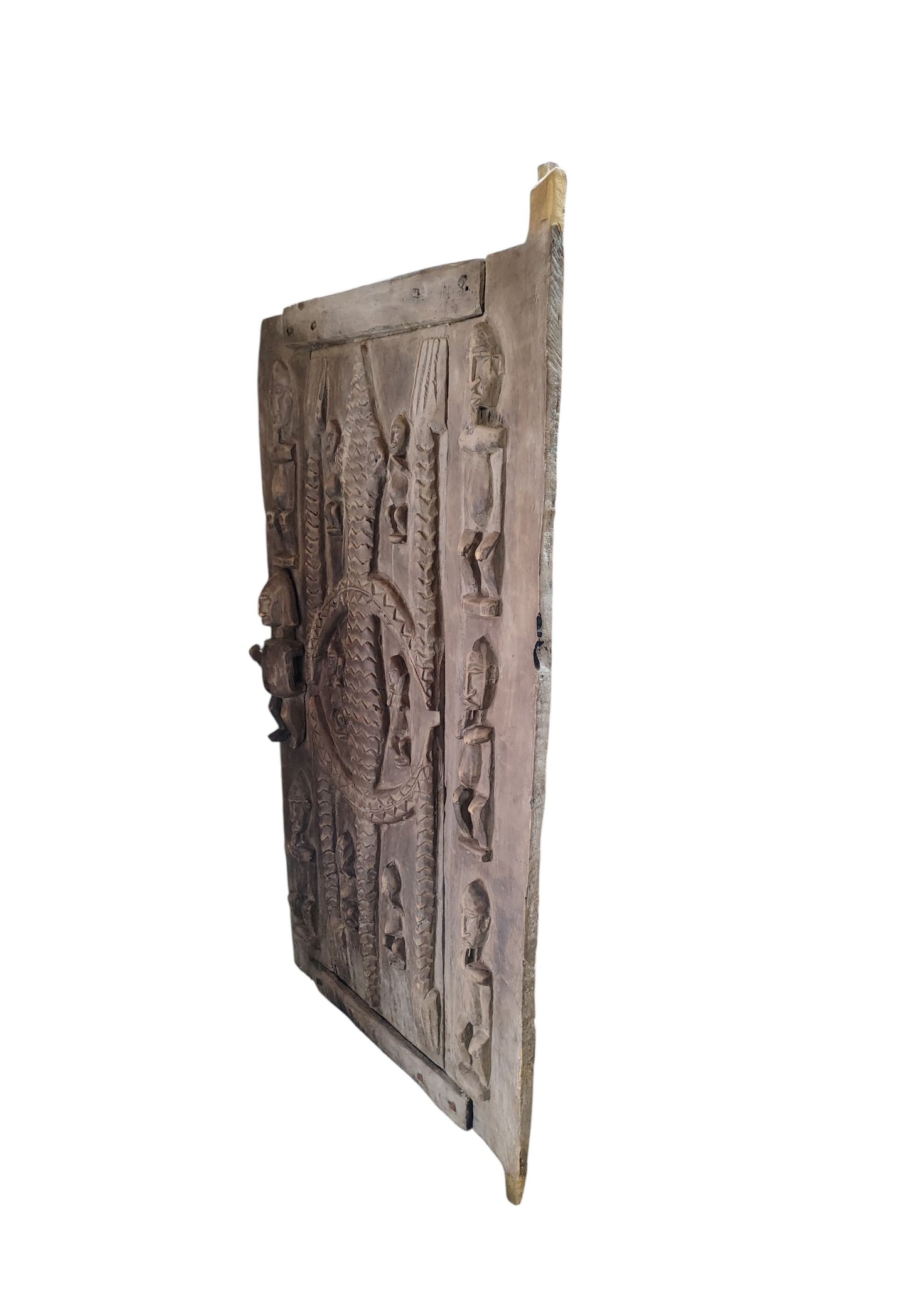 #1059 Vintage  Dogon Granary Door With Crocodiles Mali African 50" H