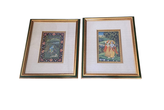 #78 Set of two framed  Indian Miniature Painting  India