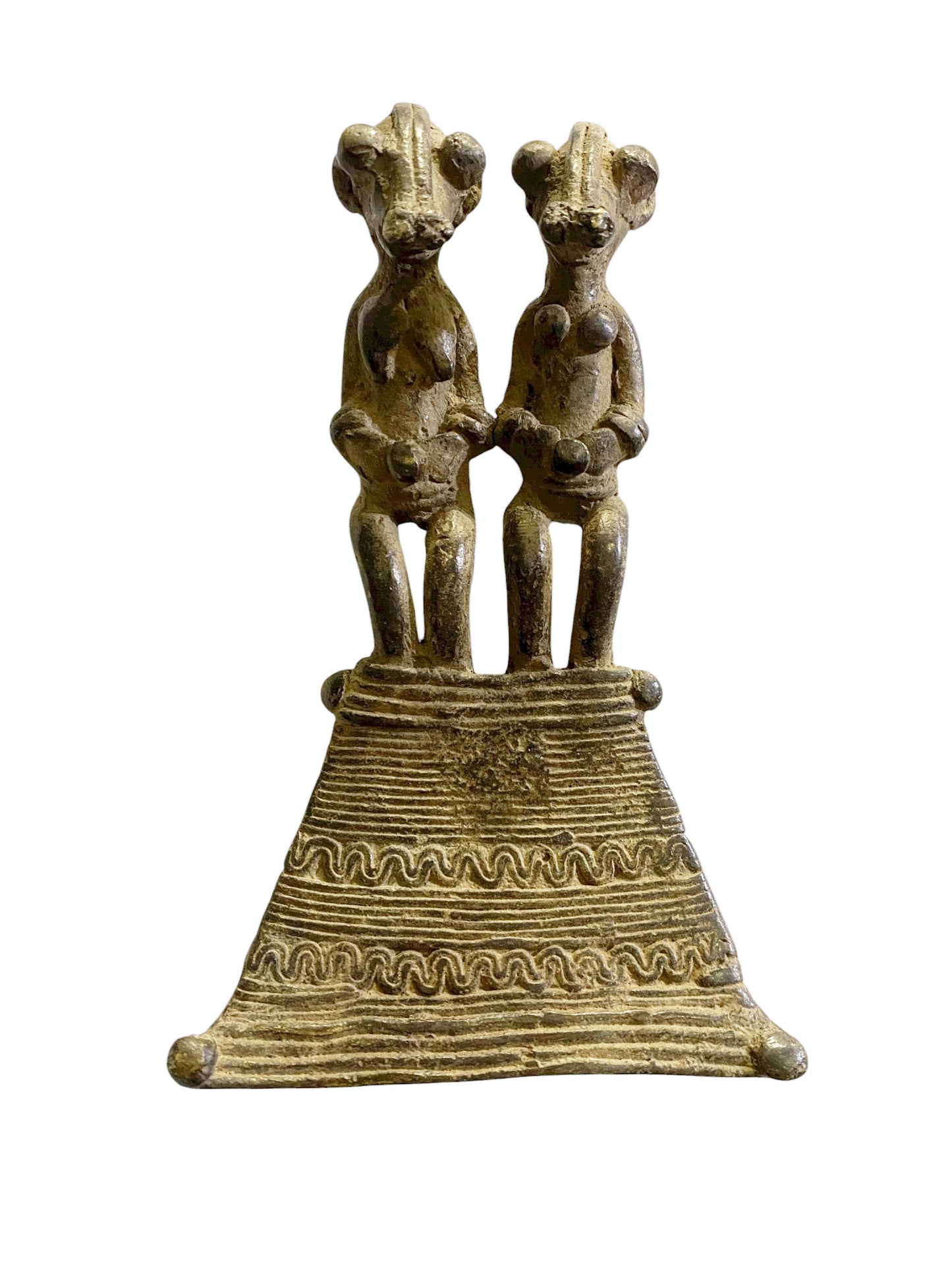 #1149 Lobi Bronze Amulet /Gold Weight Couple Pendant 5" H