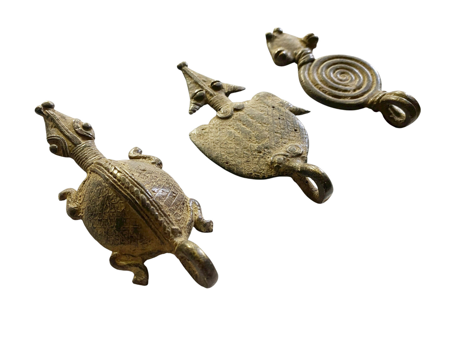 #1150 Vintage Lobi Bronze Amulet /Gold Weight  Pendant set of 3