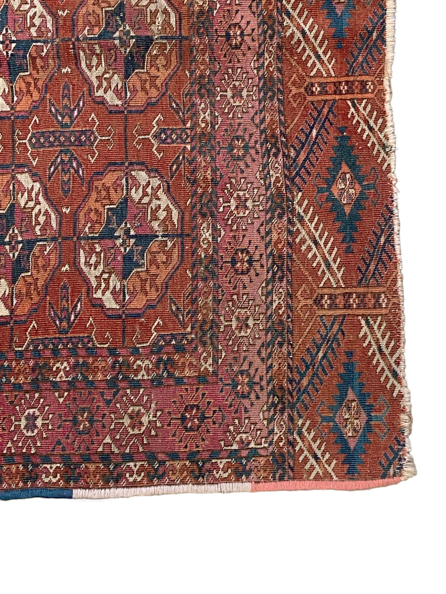 #5893 Antique circa 1900 Fine Tribal Turkmen Tekke  Wool Rug 47"