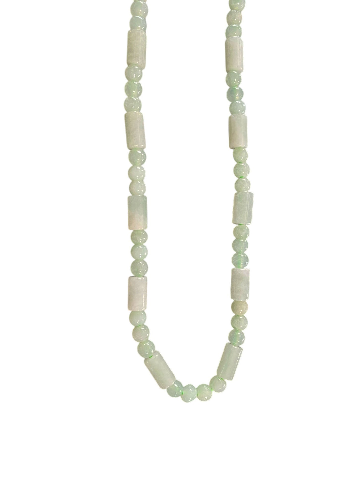 #6328 Superb Burmese Jadeite Jade Necklace Round Beads 9.5" H