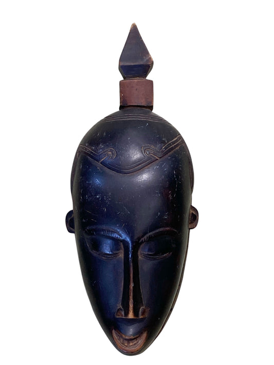 #1801 Superb Old African  Baule Portrait Mask Cote D'ivoire 17" H