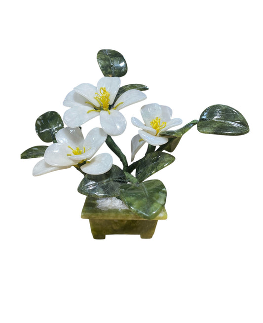#6786 Vintage  Carved Jade color Soap Stone Bonsai   Tree 7" H