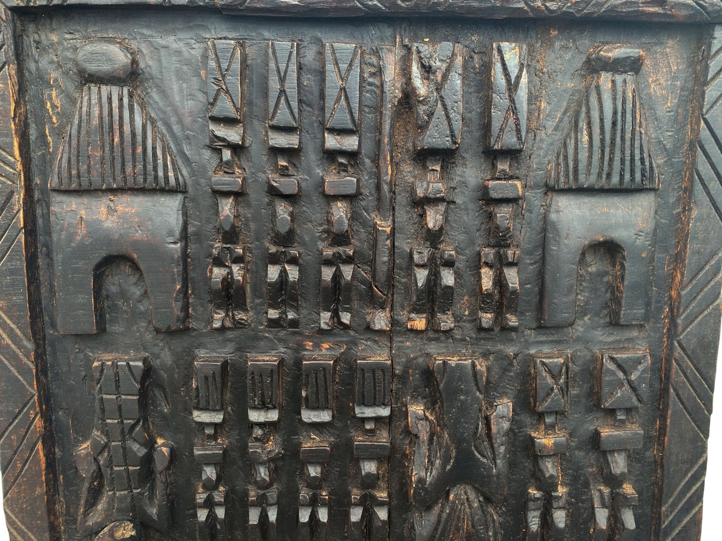 #6829 Vintage Granary Dogon Door w/Nomoo Ancestors /crocodiles/ Mali African 36" H