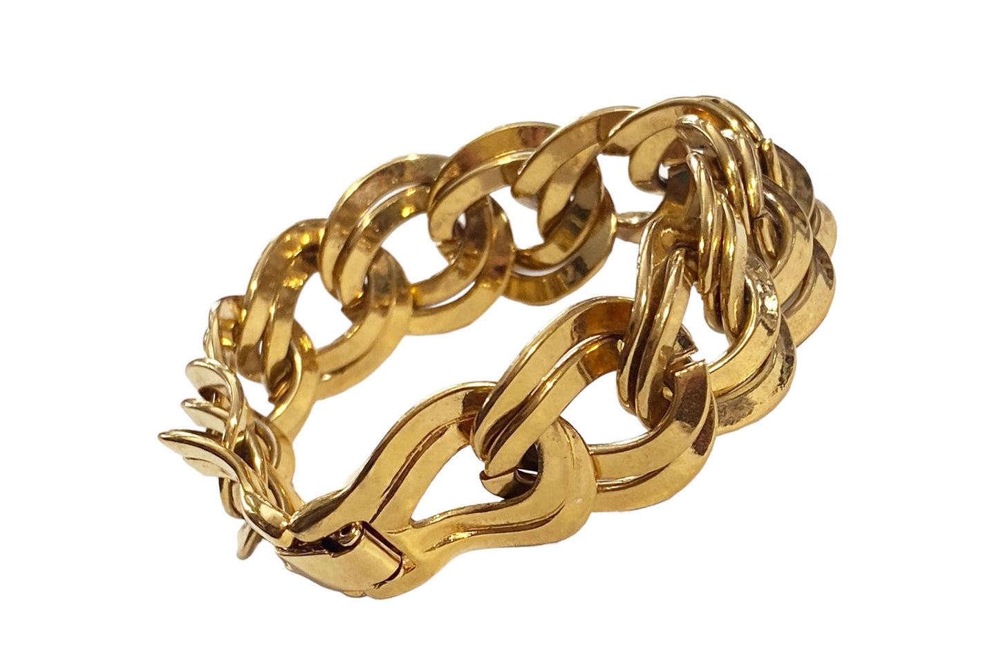 #5896 Vintage gold tone Monet chunky chain link bracelet.