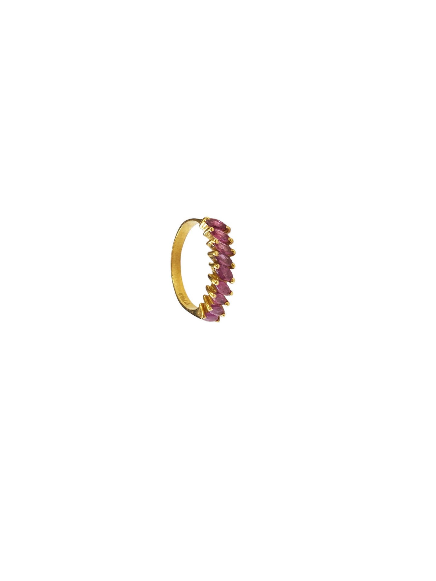 #4193 18K Yellow Gold Marquise cut Natural Ruby Half Eternity Band size 5