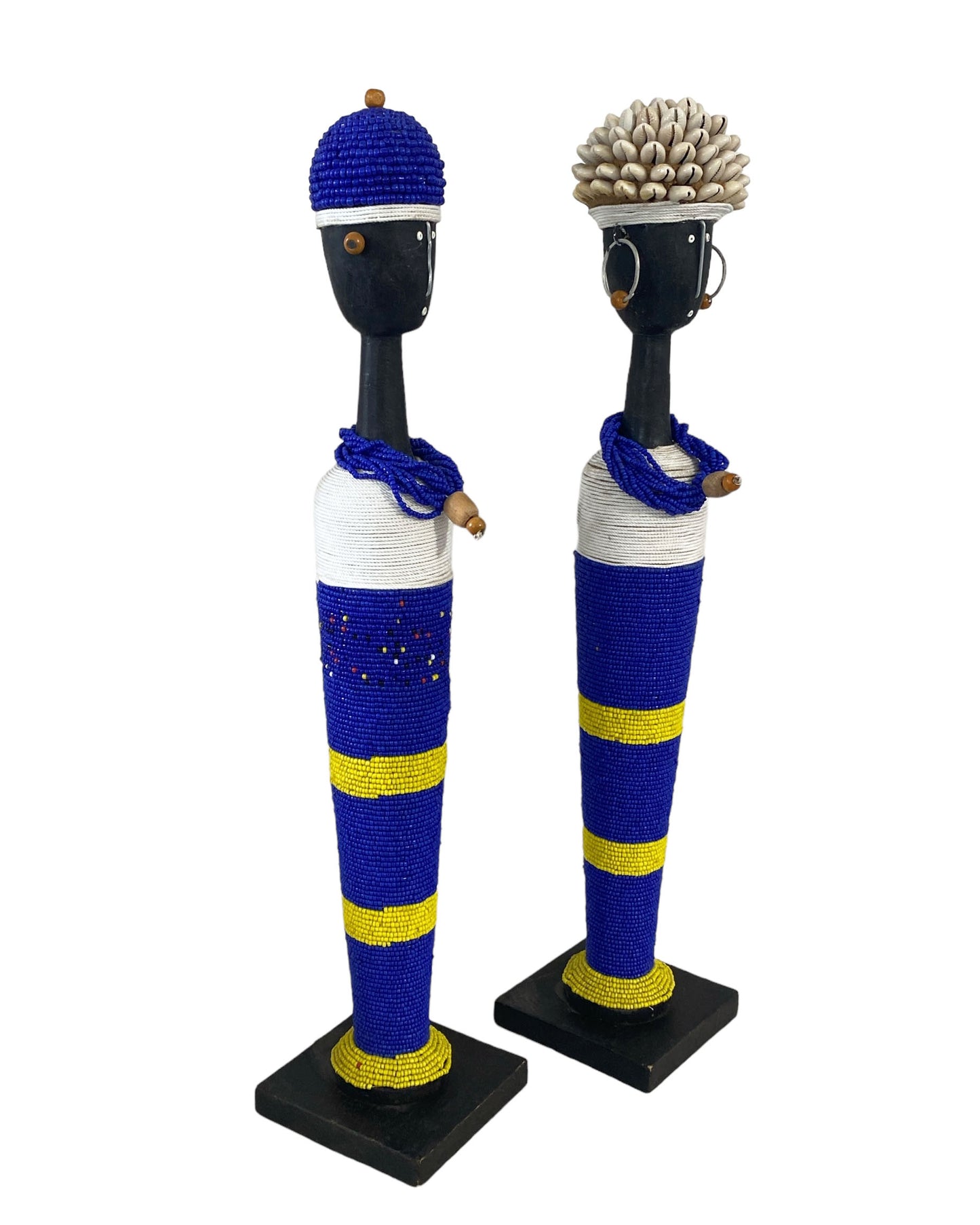 # 3916 African Namji Fertility Beaded Couple Dolls 22.75" H