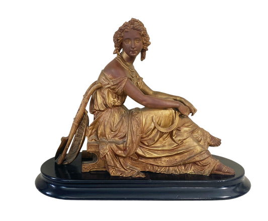 #6438 Vintage French Victorian White Metal Sculpture  Of Ceres Agricultural Goddess SignedD.Marie