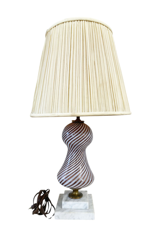 #7435 Dino Martens For Aureliano Toso Murano Mezzo Filigrana Art Glass Table Lamp