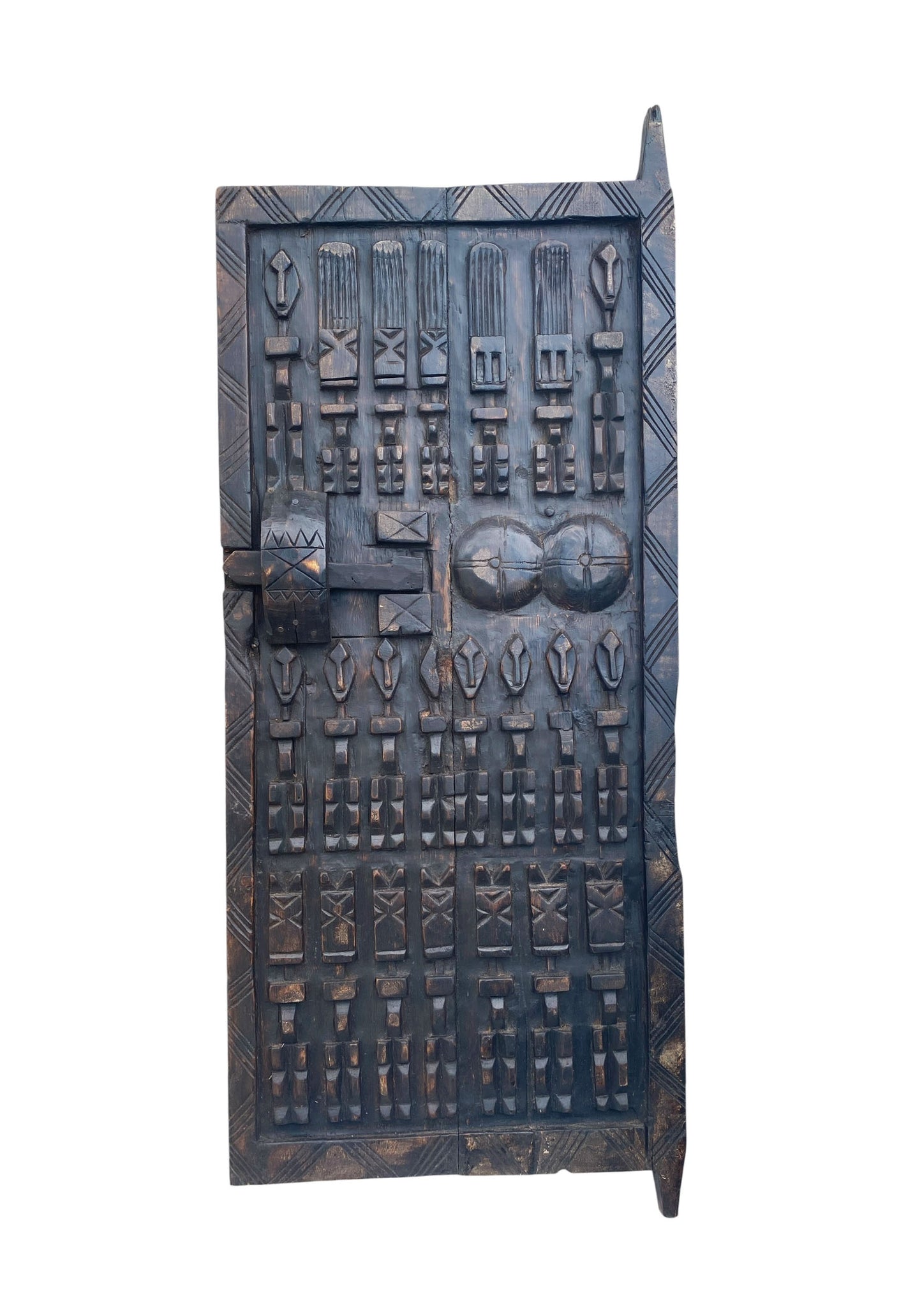 #6832 Vintage Granary Dogon Door w/Nomoo Ancestors  Mali African 42.5" H