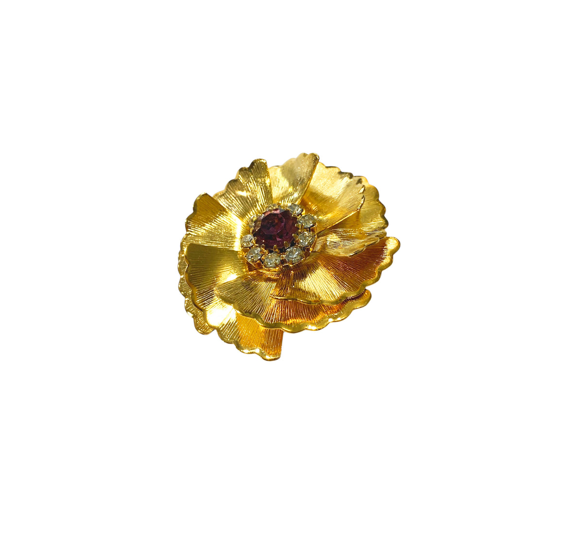 #27  Vintage elegant Gold Tone with Faux Ruby and Diamond Pin /Brooch