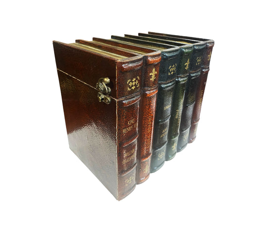 #84 Vintage wooden box for decoration in the shape of books, with lid