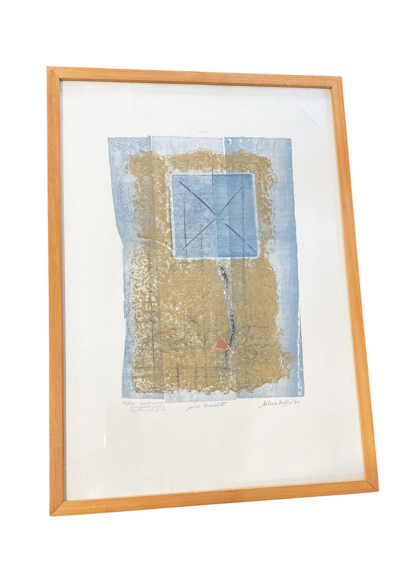 #51 Selma Daffre (b. 1951), listed Brazilian artist. Collograph on paper. "Serie Brasil III".