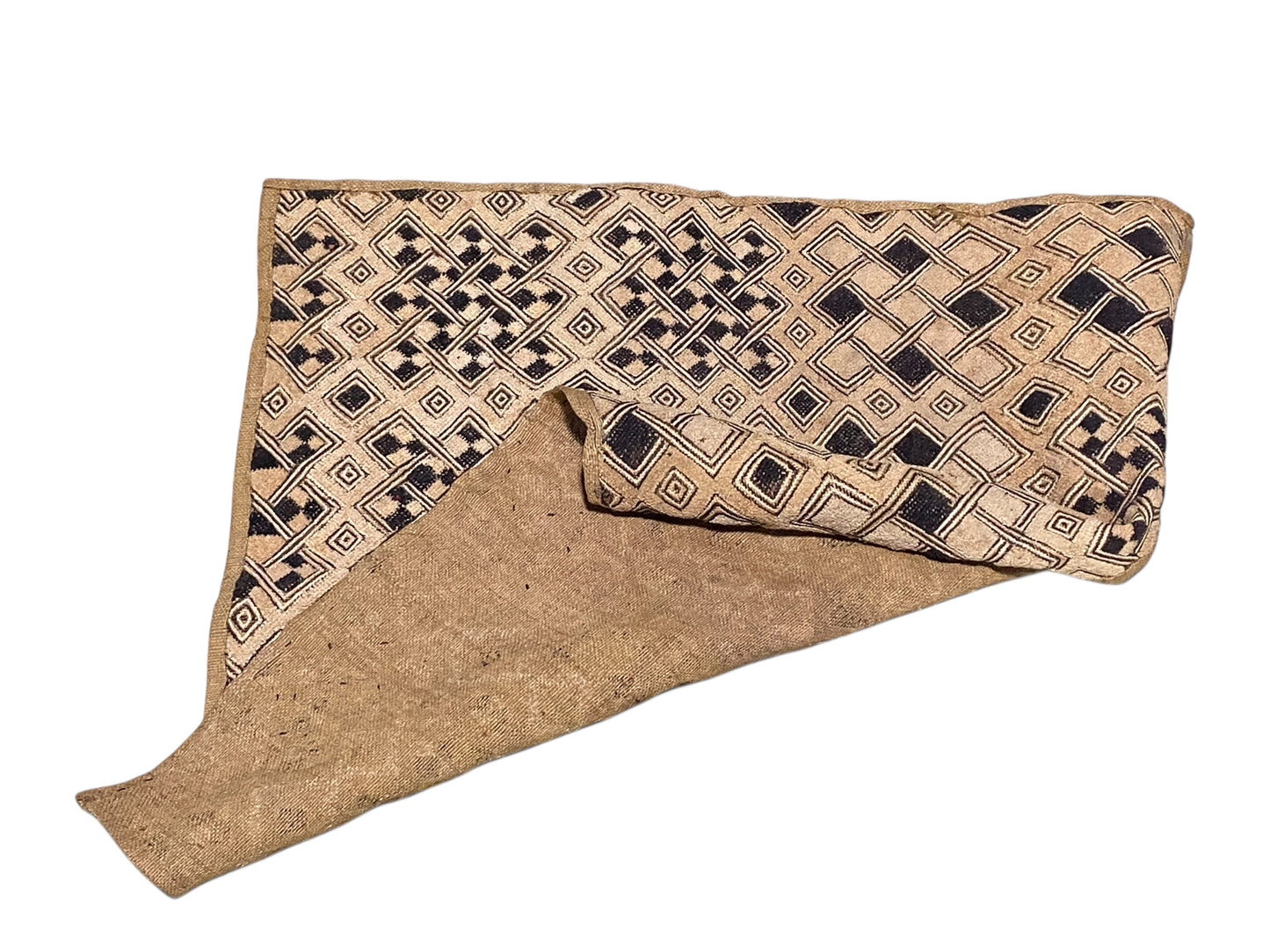 #6701 Vintage LG  African Tribal Kuba Kasai Velvet Raffia Textile 27" by 26.5"