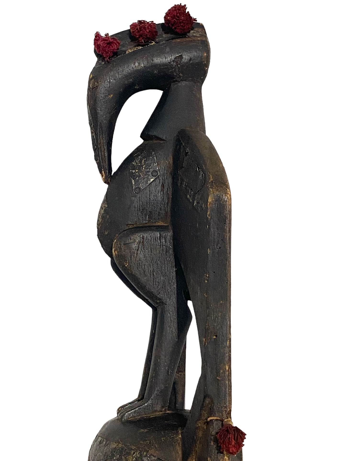 #3420 African Old Kore Mask Marka W/ Hornbill Bird  Mali 23"