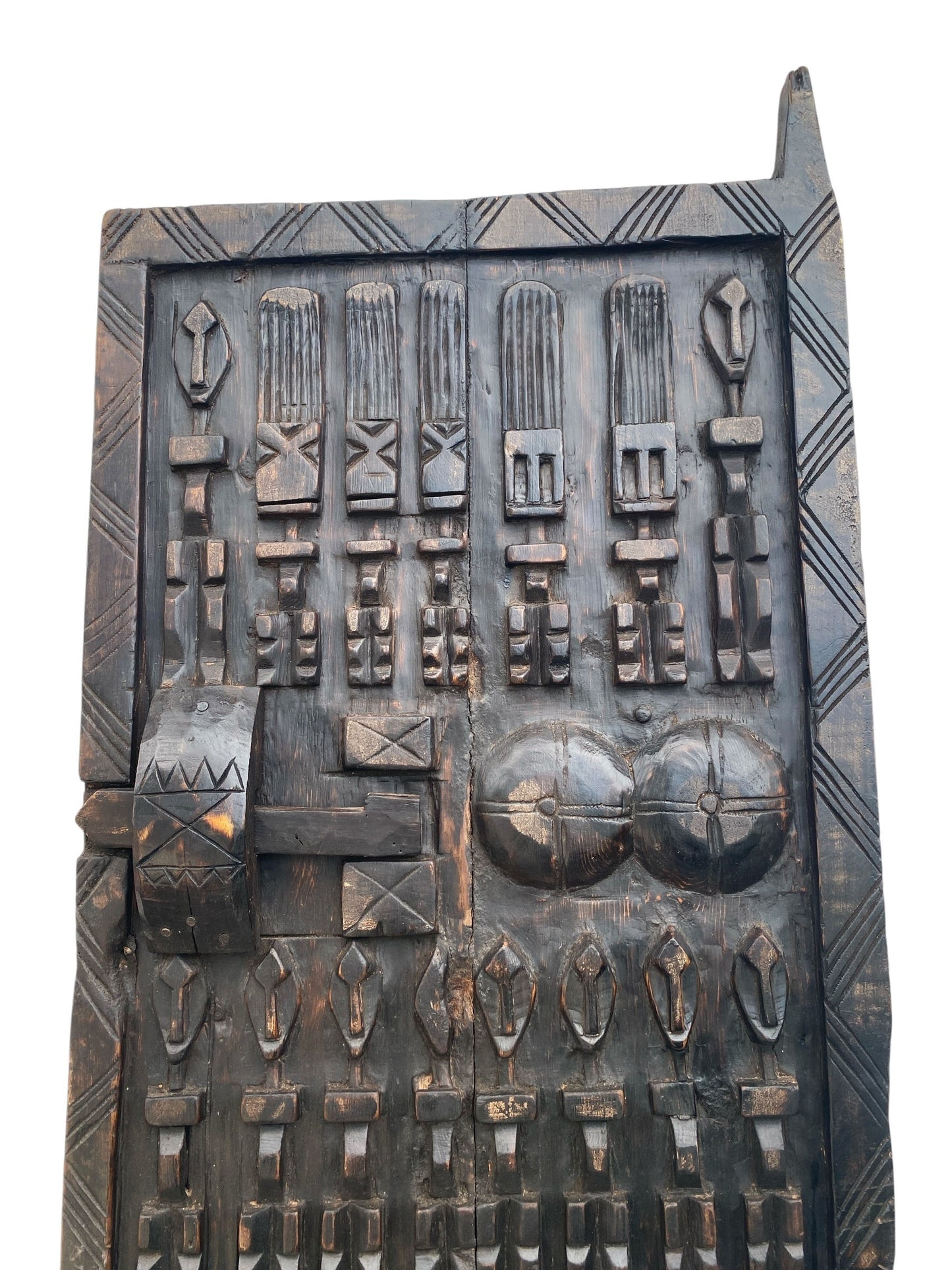 #6832 Vintage Granary Dogon Door w/Nomoo Ancestors  Mali African 42.5" H
