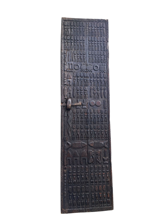 #6826 Vintage Dogon Door w/Nomoo Ancestors Figures Mali African 92.5" H