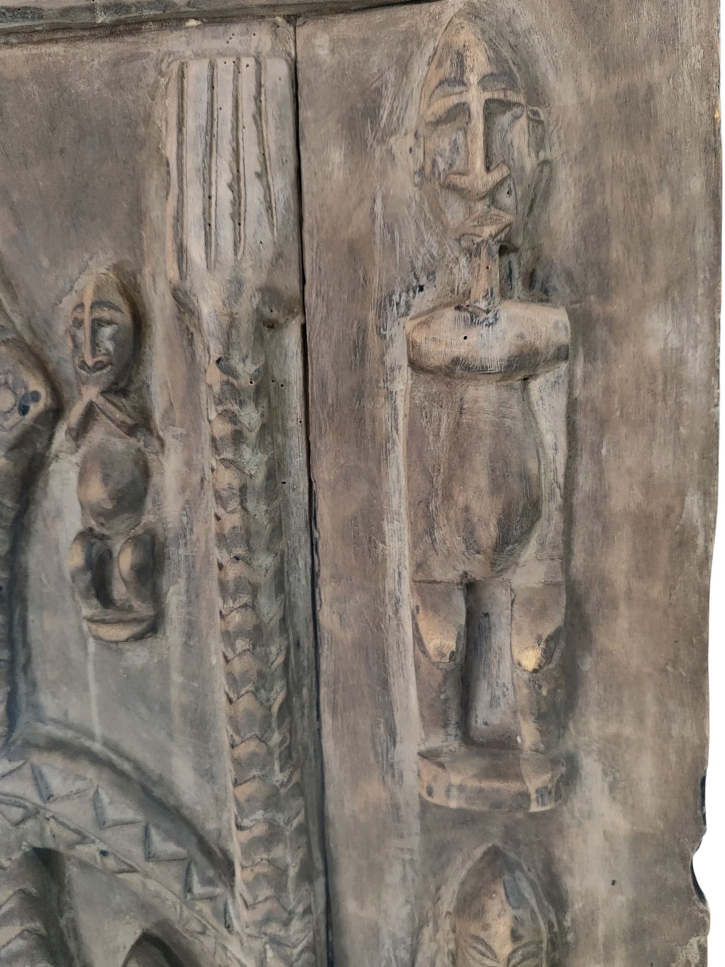 #1059 Vintage  Dogon Granary Door With Crocodiles Mali African 50" H