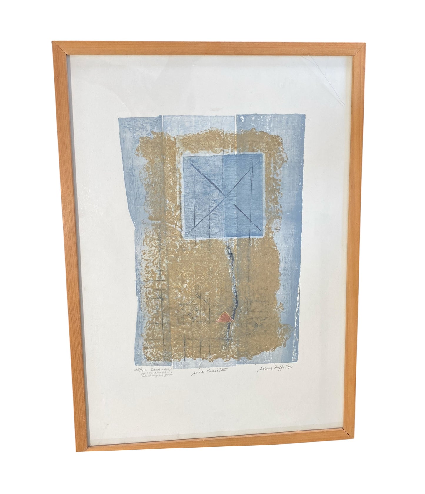 #51 Selma Daffre (b. 1951), listed Brazilian artist. Collograph on paper. "Serie Brasil III".