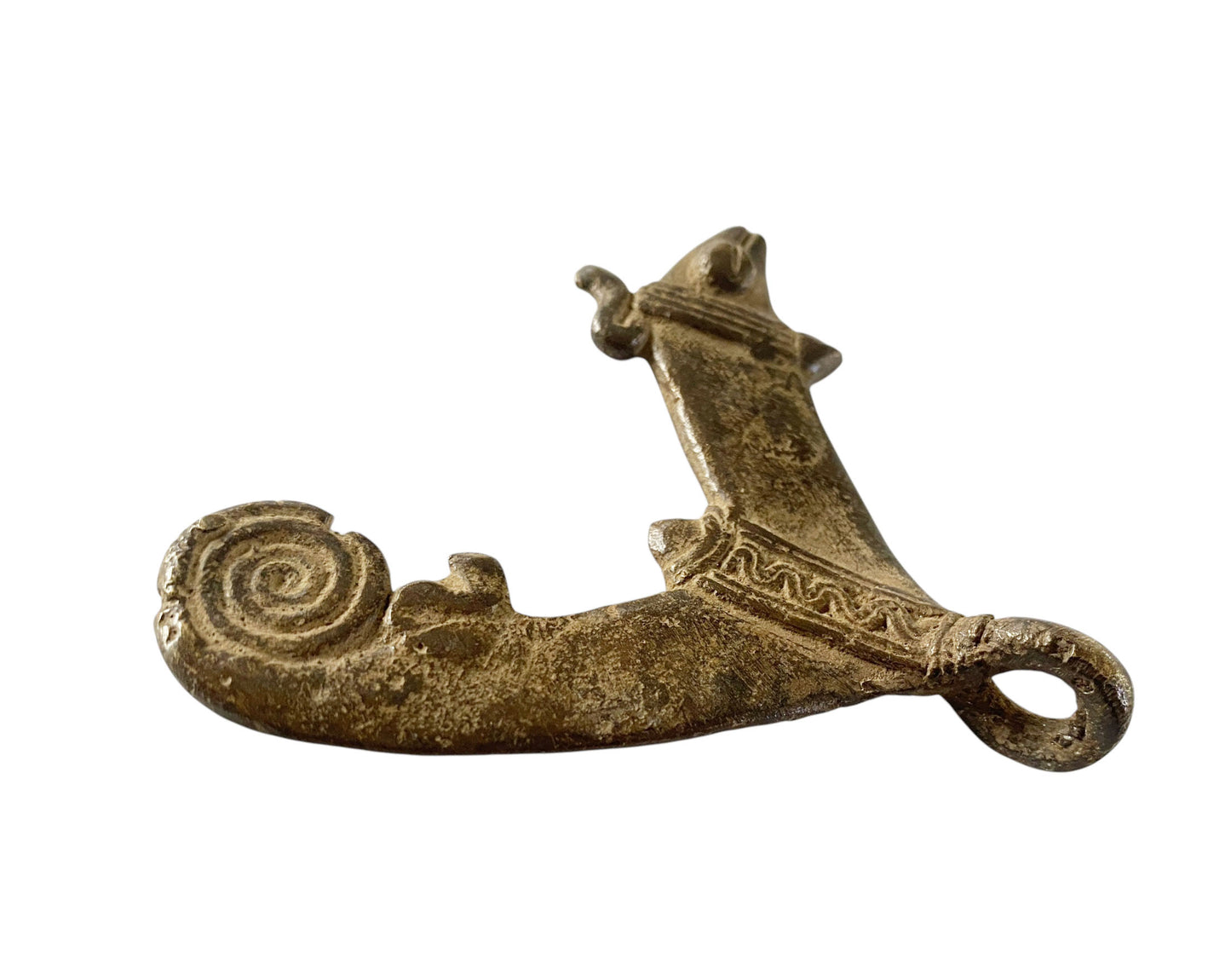 #1184 Gan Bronze Gold Weight/Amulet Pendant of a Chameleon Burkina Faso Africa 3" H