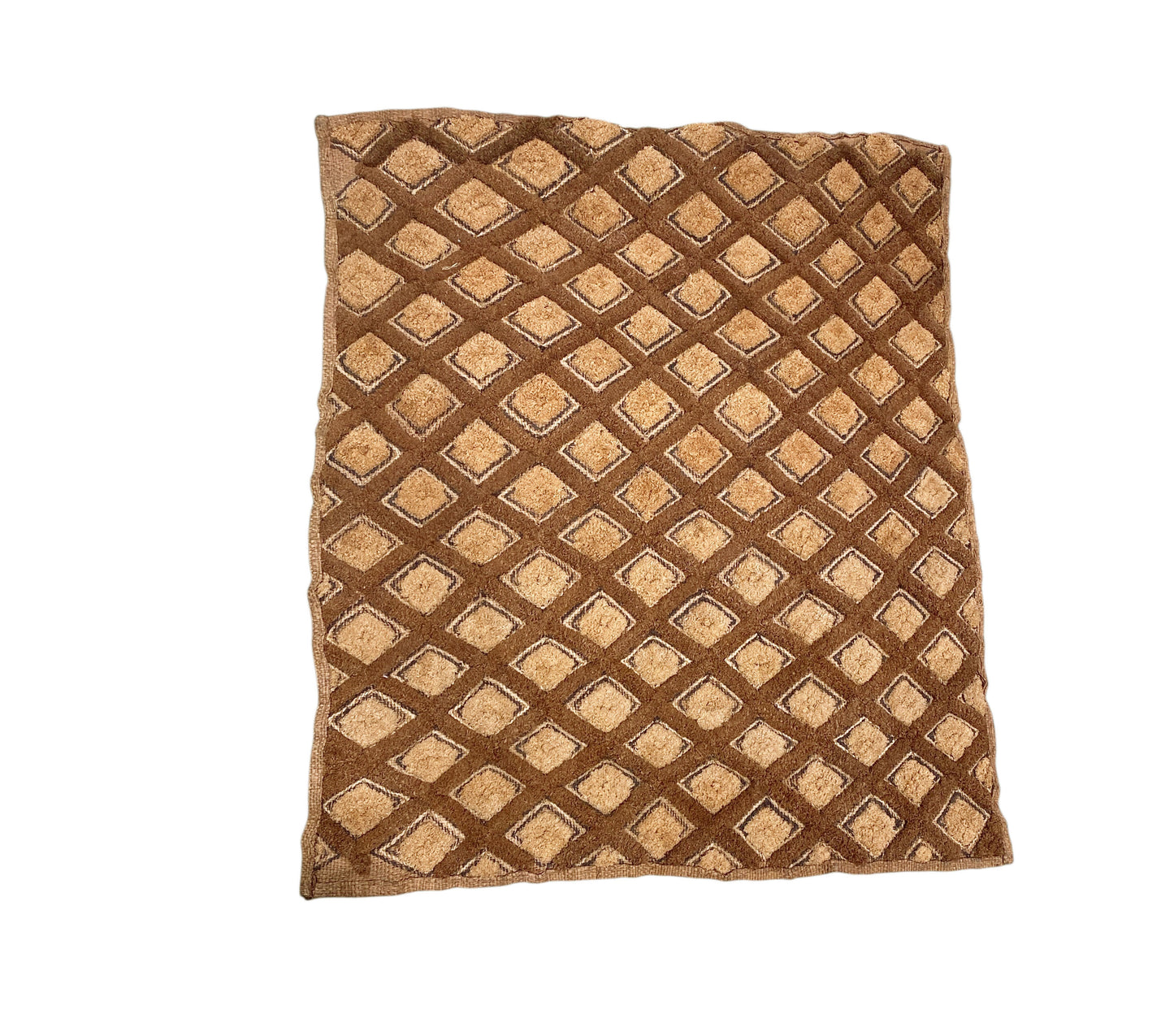 #213 Vintage African Tribal Kuba Kasai Velvet Raffia Textile 24" by 20.5"