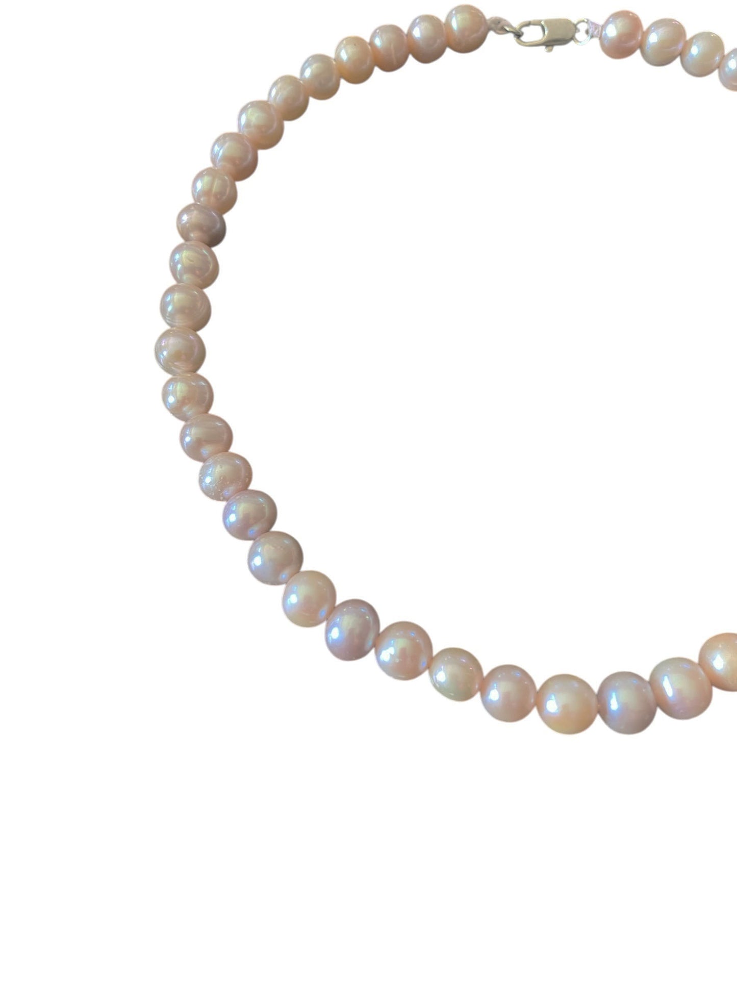 #6322 Genuine Pinkish /grayish  Pearl Necklace Cultured Freshwater 17" long