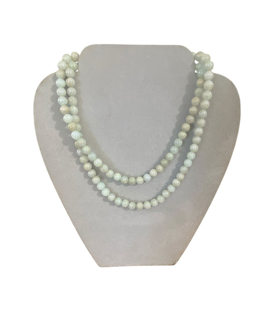 #6325 Superb Burmese Jadeite Jade Necklace Round Beads 15.5" H