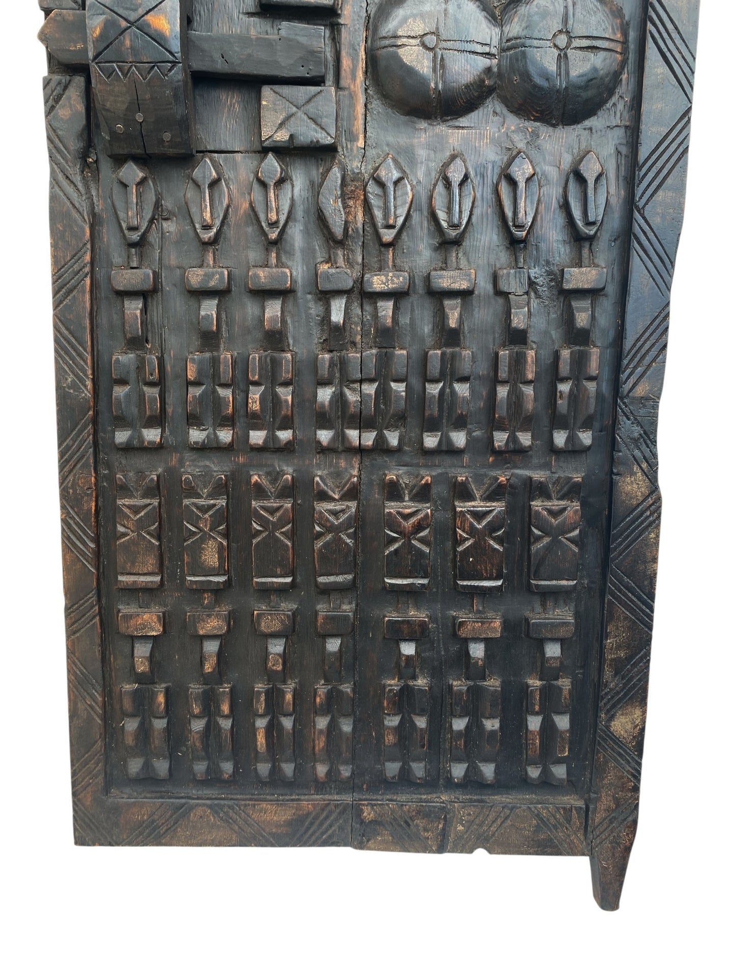 #6832 Vintage Granary Dogon Door w/Nomoo Ancestors  Mali African 42.5" H