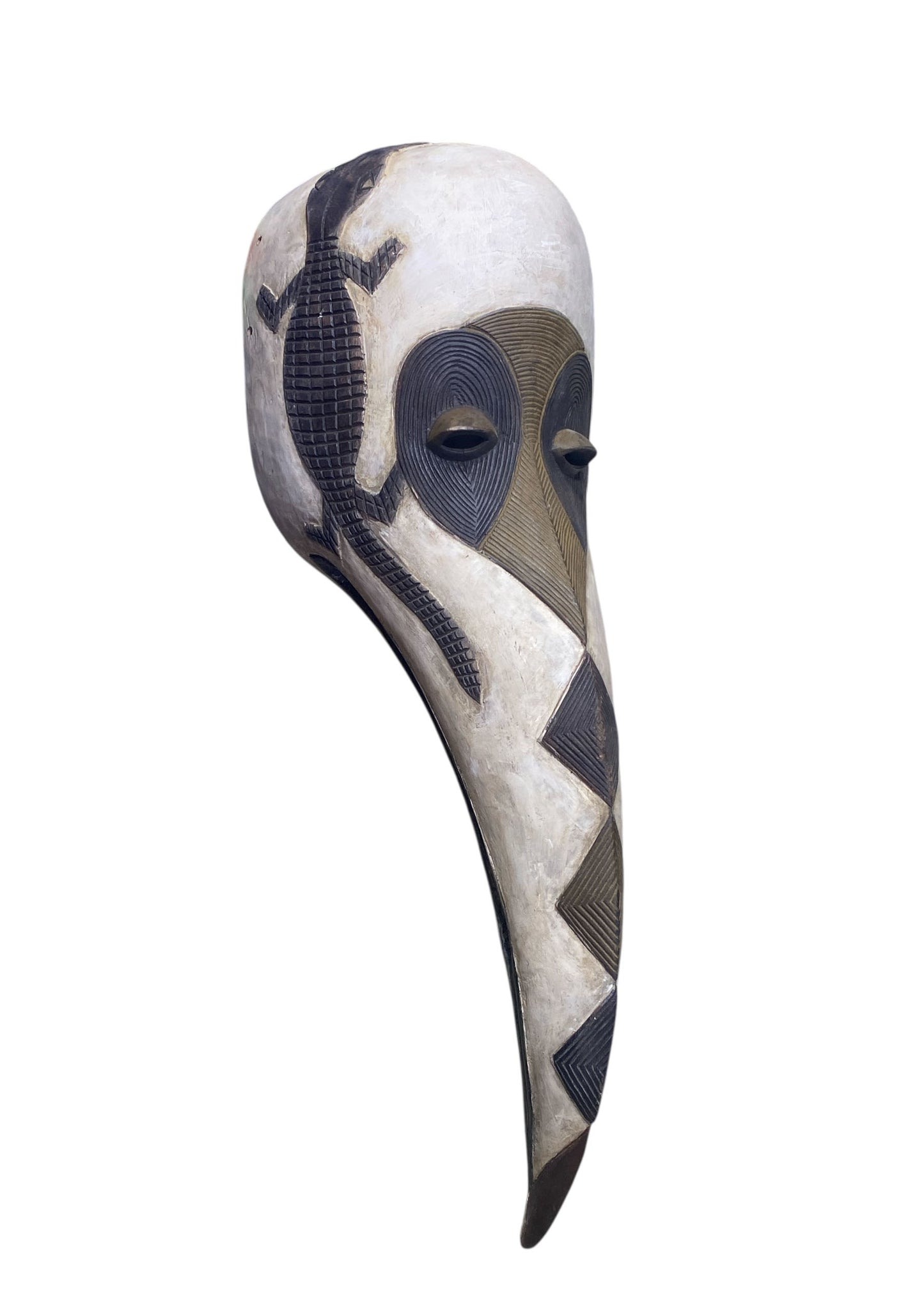 #1113 Large African  Dan Bird Mask Liberia 41" H