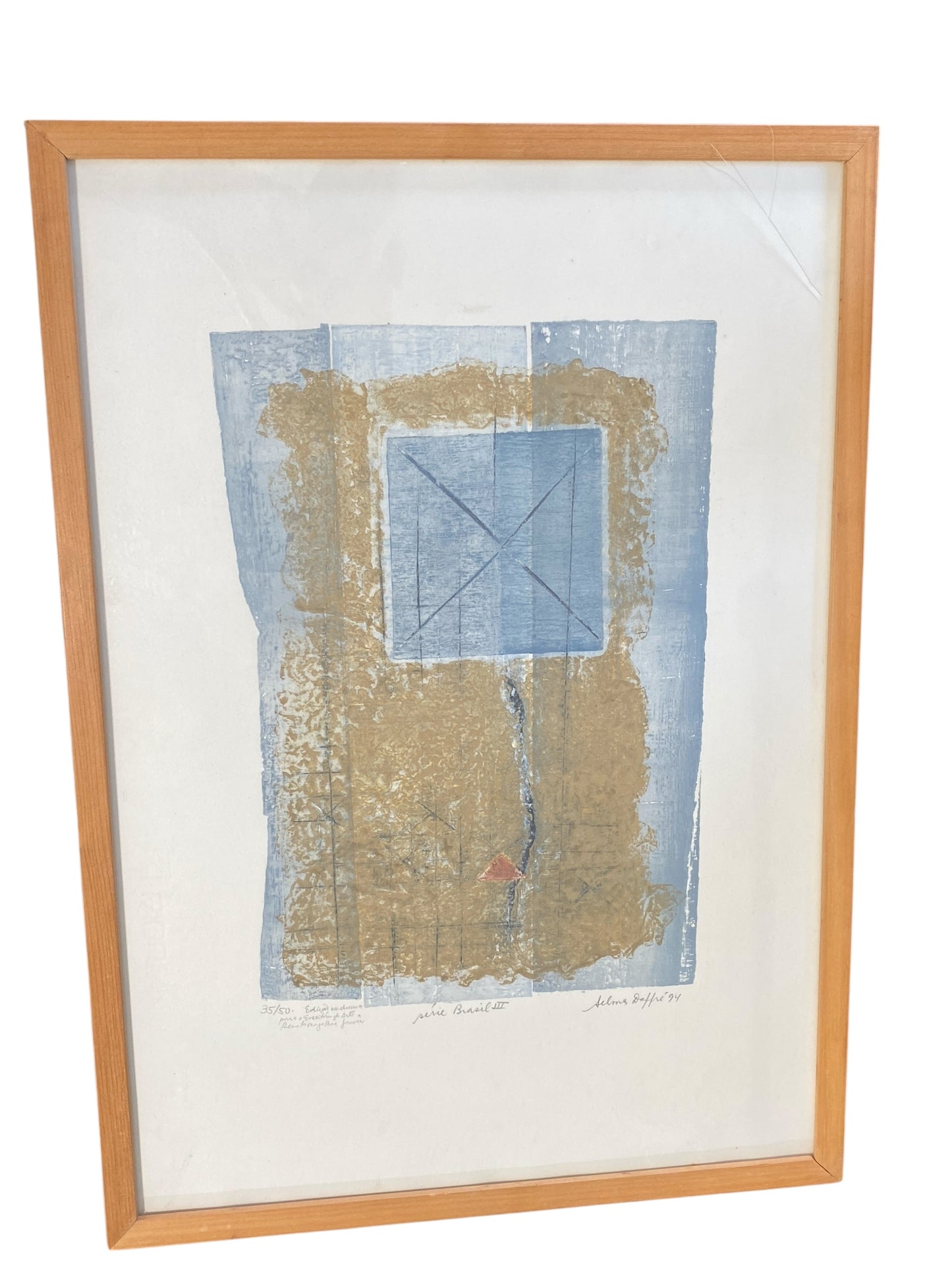 #51 Selma Daffre (b. 1951), listed Brazilian artist. Collograph on paper. "Serie Brasil III".