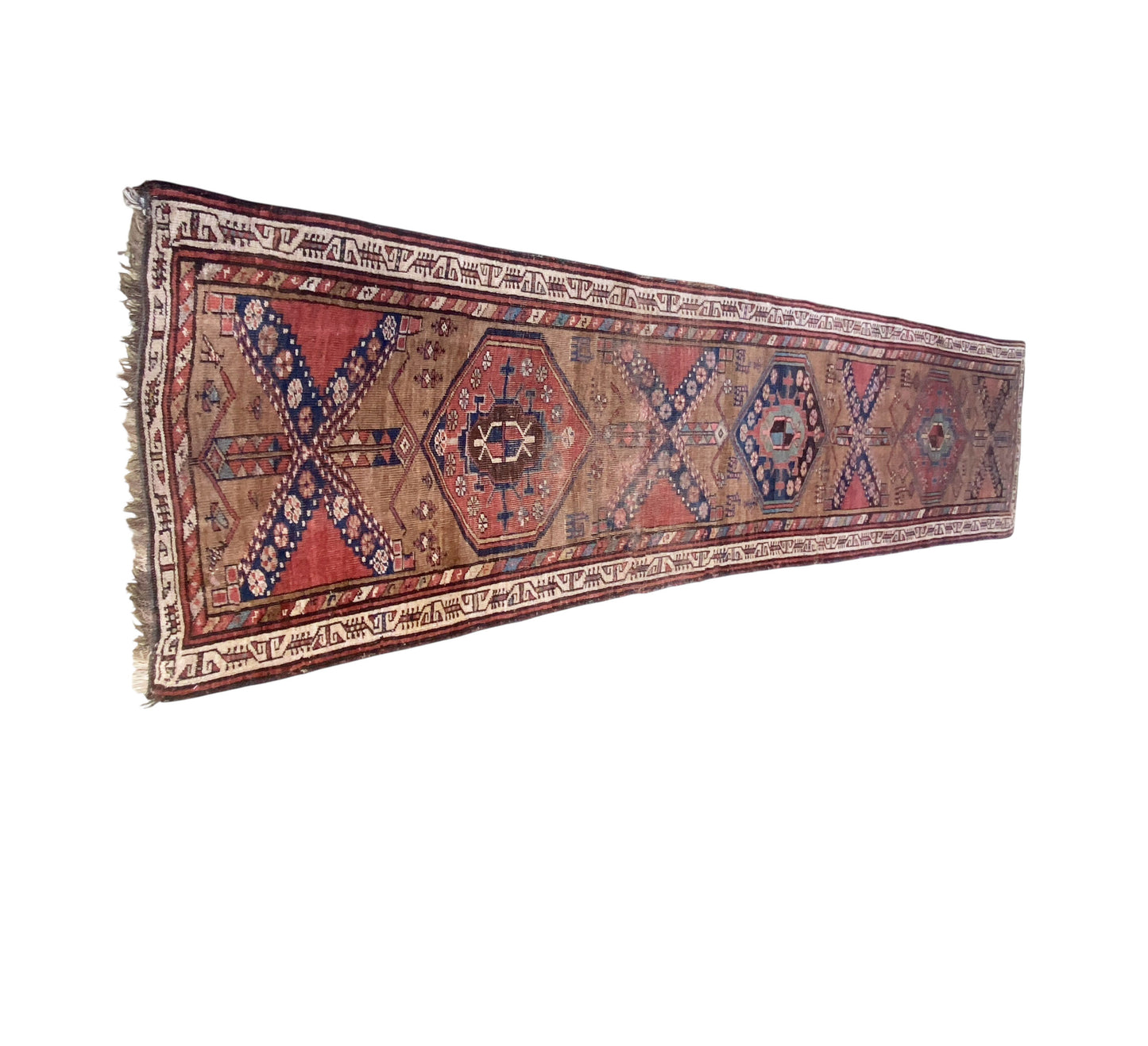 #520 Vintage Tribal  Kurdish Runner Rug | 3'x 11 ft |