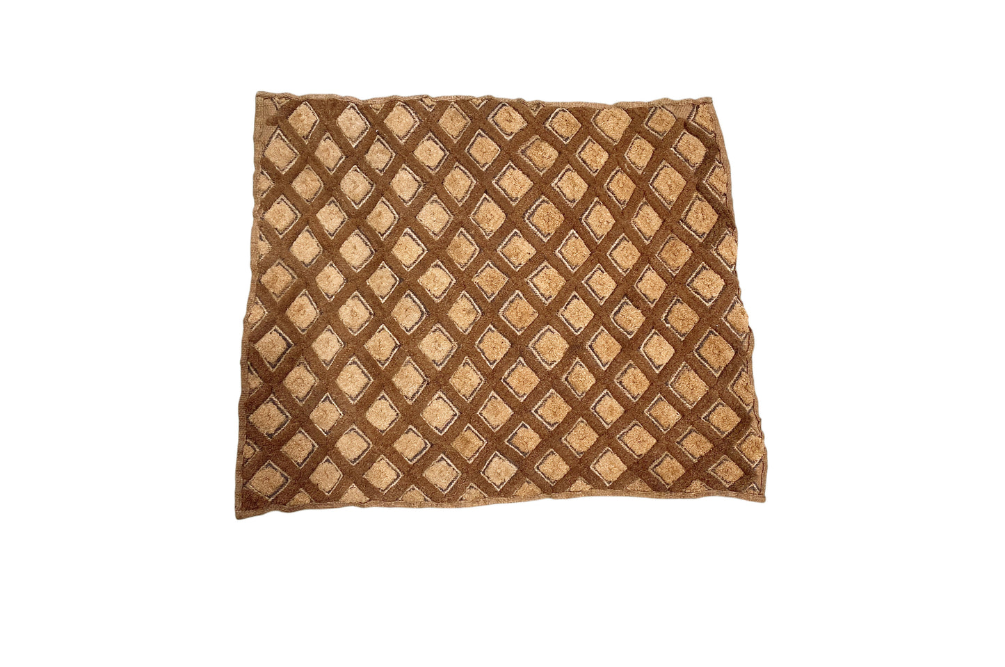 #213 Vintage African Tribal Kuba Kasai Velvet Raffia Textile 24" by 20.5"