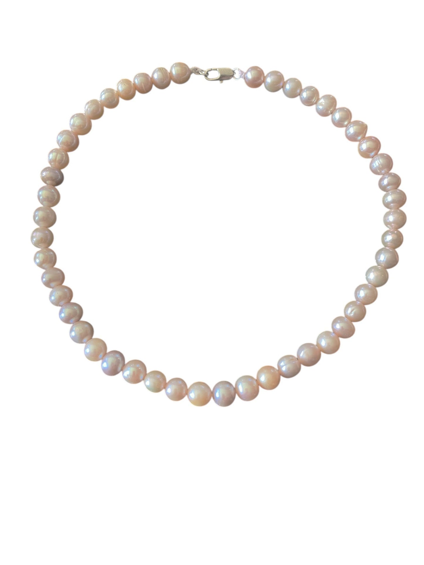 #6322 Genuine Pinkish /grayish  Pearl Necklace Cultured Freshwater 17" long