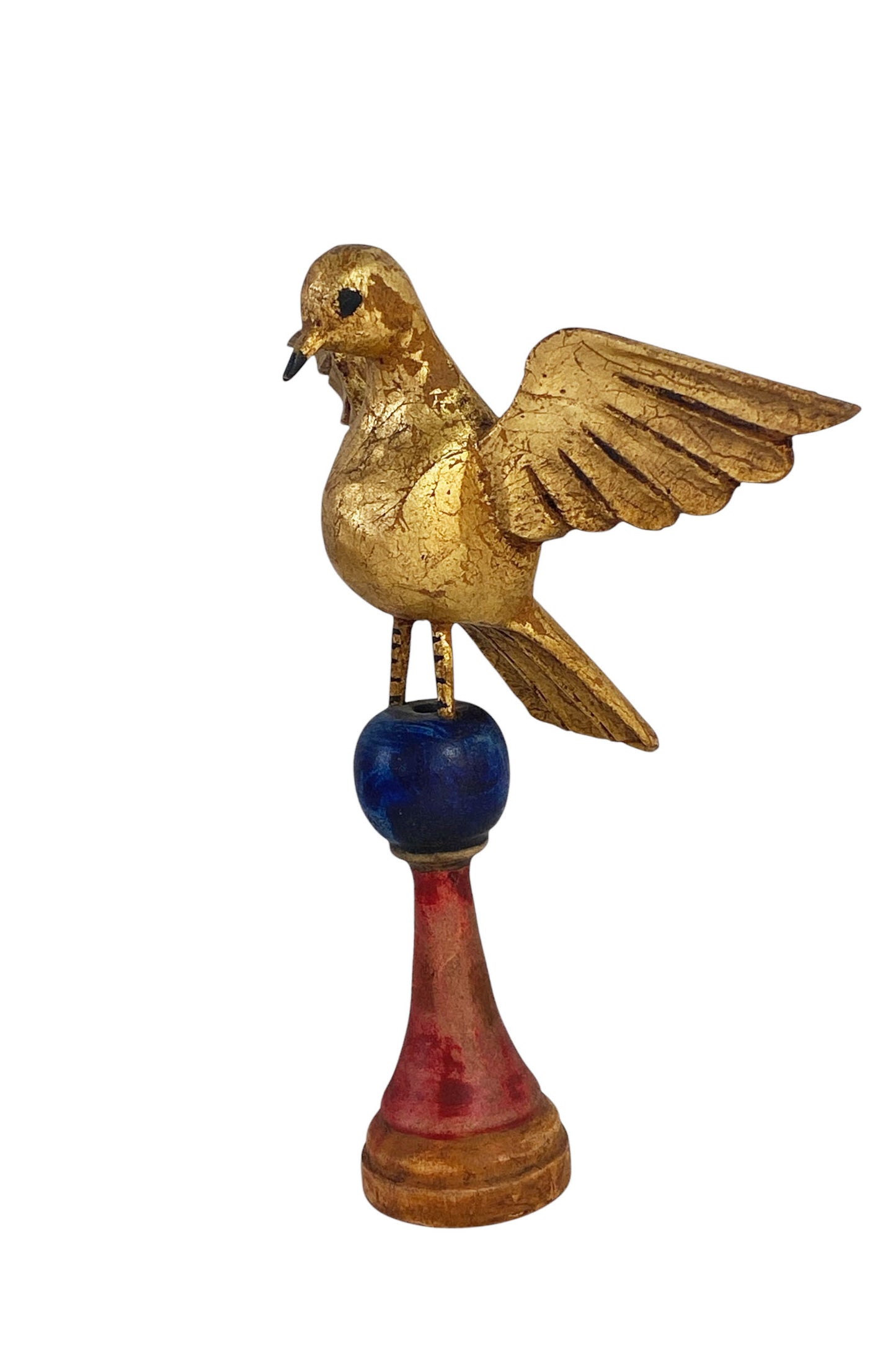 #6343 Superb Carved Wood Dove the Holy Spirit Sculpture on Finial 7.5" H