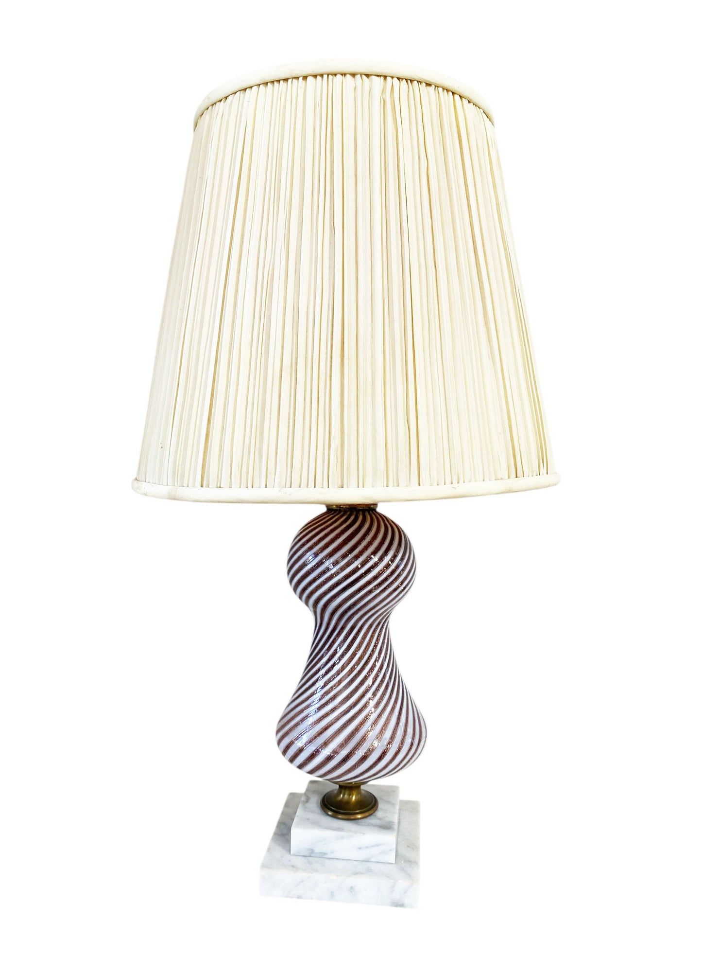 #7435 Dino Martens For Aureliano Toso Murano Mezzo Filigrana Art Glass Table Lamp