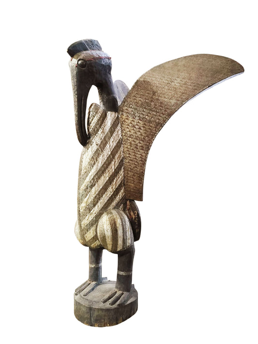 #3864 Huge Sculpture of Senufo Bird Statue Cote d'Ivoire 82" H