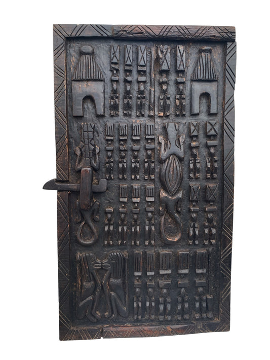 #6829 Vintage Granary Dogon Door w/Nomoo Ancestors /crocodiles/ Mali African 36" H