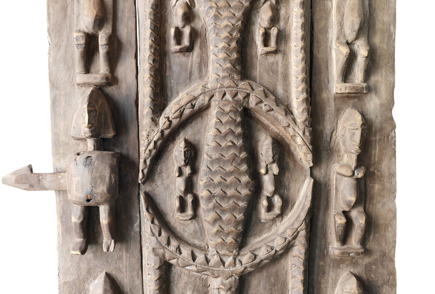 #1059 Vintage  Dogon Granary Door With Crocodiles Mali African 50" H