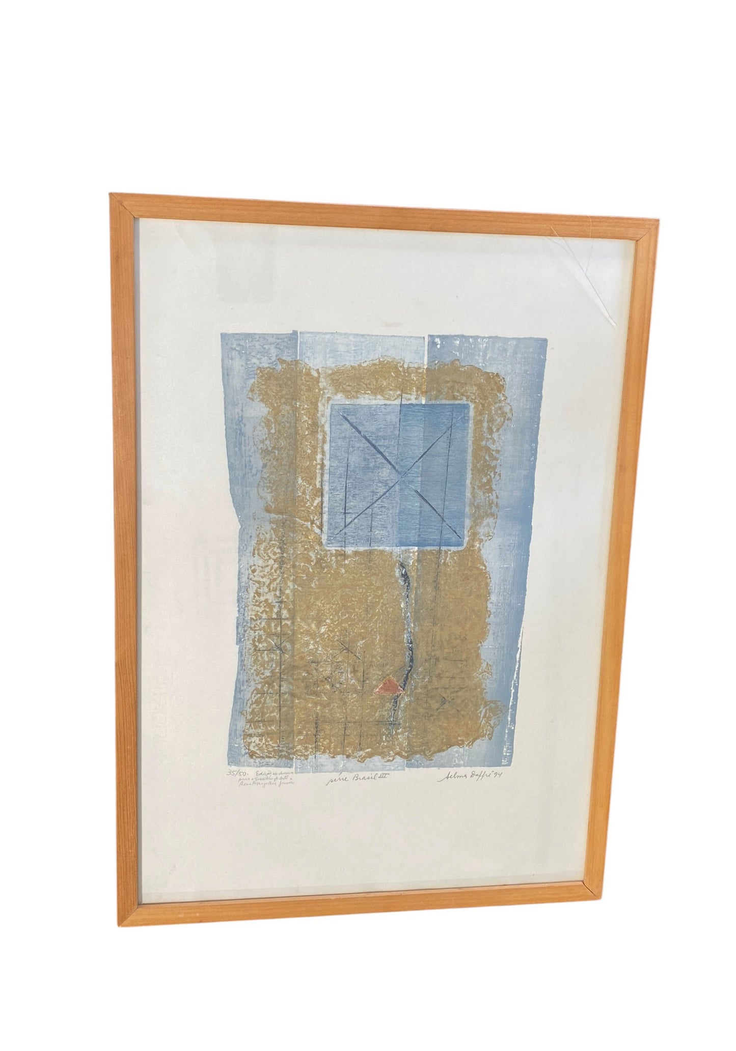 #51 Selma Daffre (b. 1951), listed Brazilian artist. Collograph on paper. "Serie Brasil III".