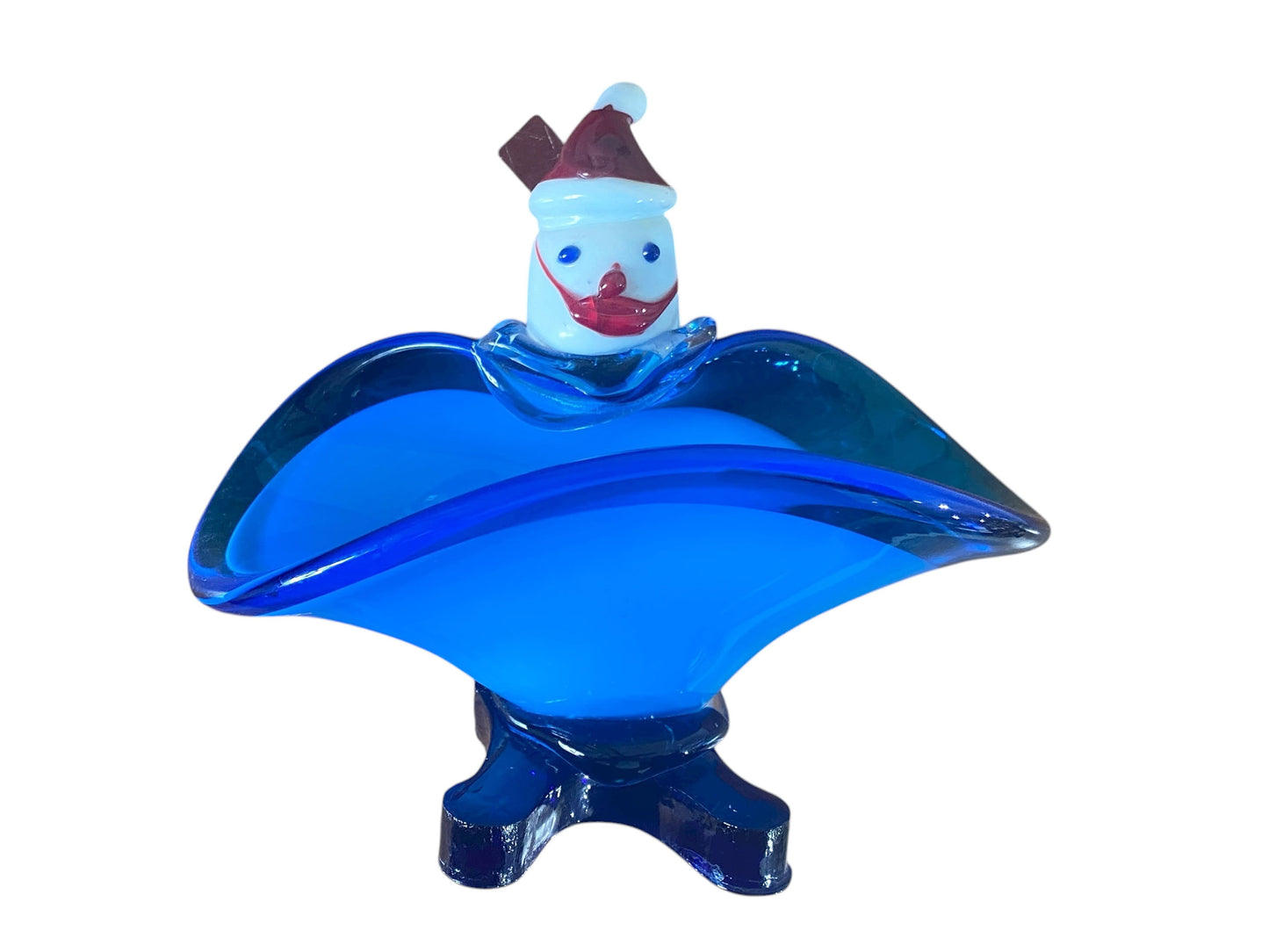 #651 Vintage MCM Murano  Santa Claus Art Glass Candy Dish