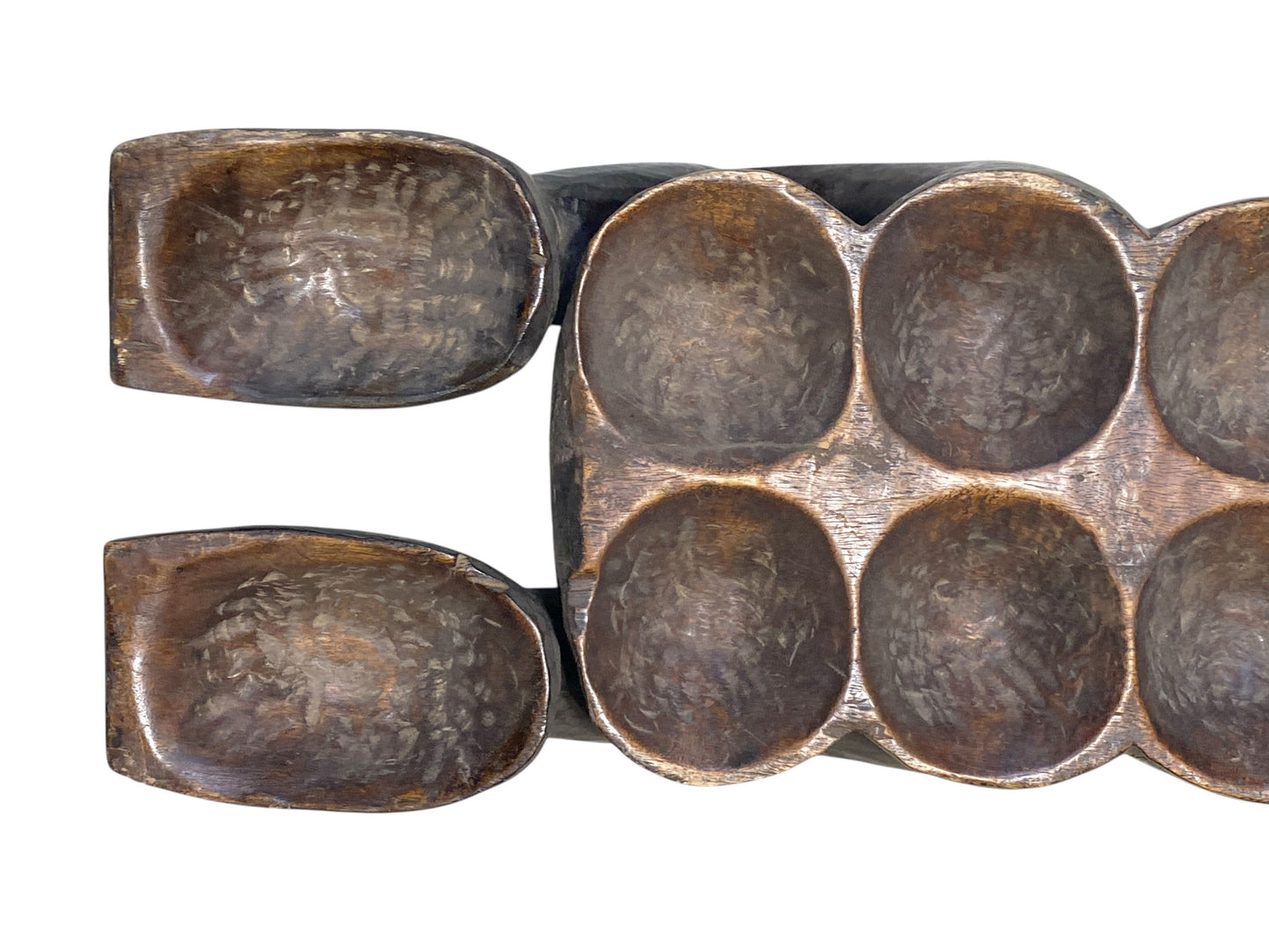 #8410 Vintage  Large African Akan Awari Mancala Game Board 33.5" w