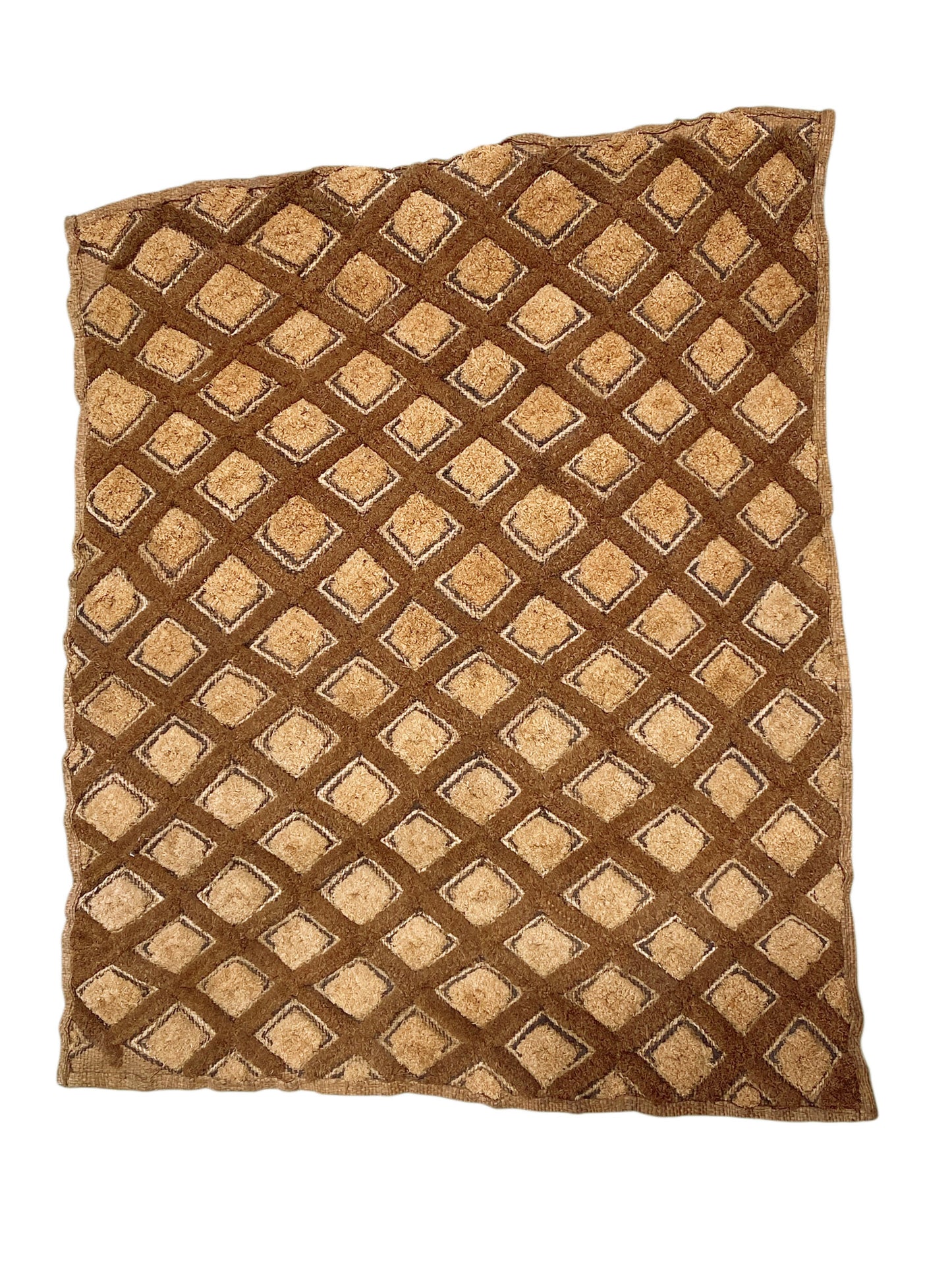 #213 Vintage African Tribal Kuba Kasai Velvet Raffia Textile 24" by 20.5"