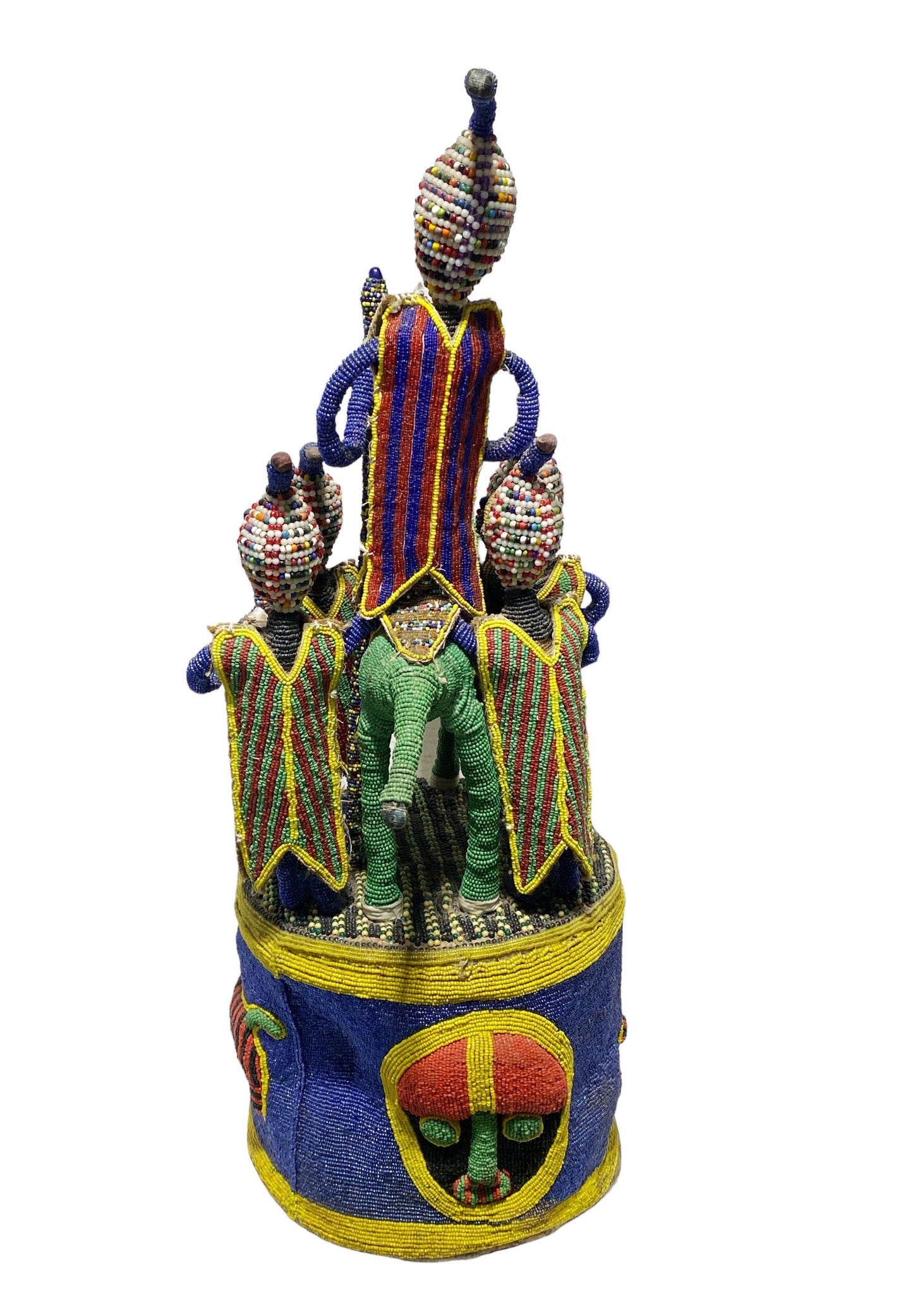 # 5938 African Large Yoruba Beaded King Crown 28" H Nigeria
