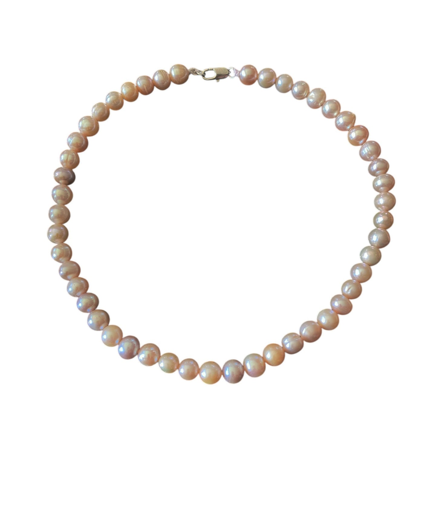 #6322 Genuine Pinkish /grayish  Pearl Necklace Cultured Freshwater 17" long